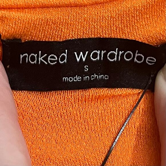 Naked Wardrobe Women’s Mini Dress Small Orange Bodycon Stretchy Going Out NWT - Picture 5 of 8